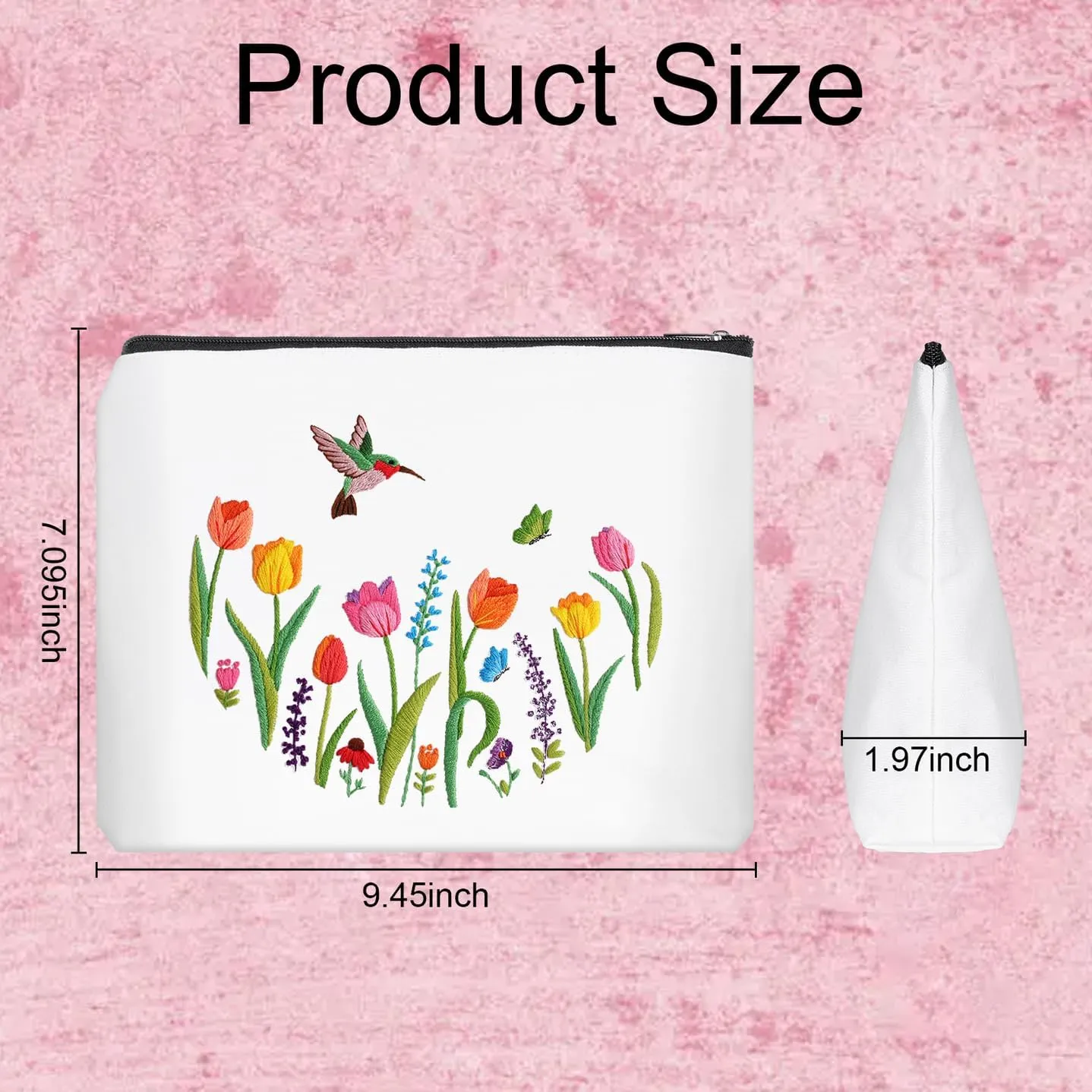 Louise Maelys Embroidery Kit for Beginners,Canvas Makeup Bag,Cross Stitch Kits for Adults,Arts Crafts Needlepoint-Tulip Flower Pattern