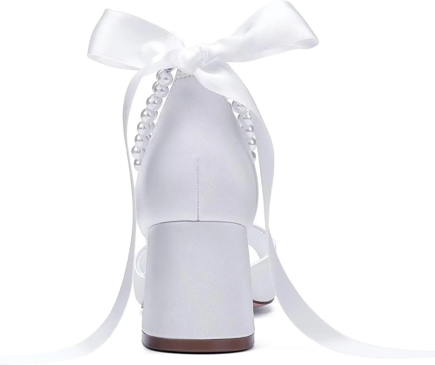 Low Block Heel Wedding Sandals Pearl Heels Wedding Shoes for Bride Open Toe Bridal Shoes