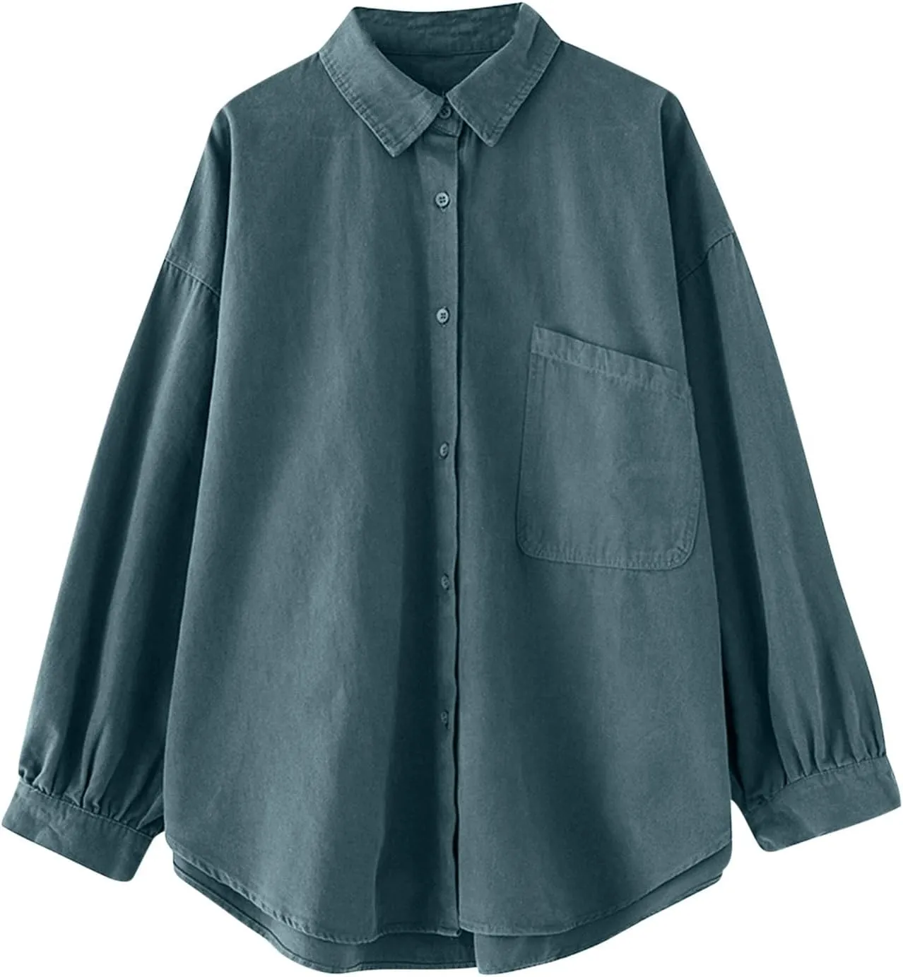 Lpmadey Womens Button Down Shirts Linen Dress Shirts Roll Up Sleeve Blouses V Neck Solid Casual Tunics Tops with Pockets