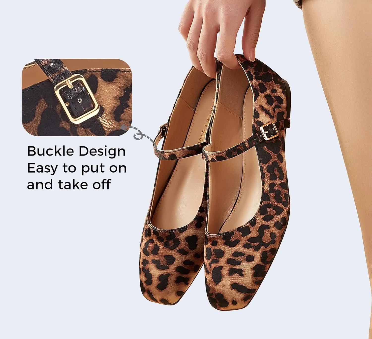 LUCKY STEP Women's Mary Jane Flat Shoes Comfortable Dress Shoes Ankle Strap Round Toe Retro Faux Leather Slip On Flats
