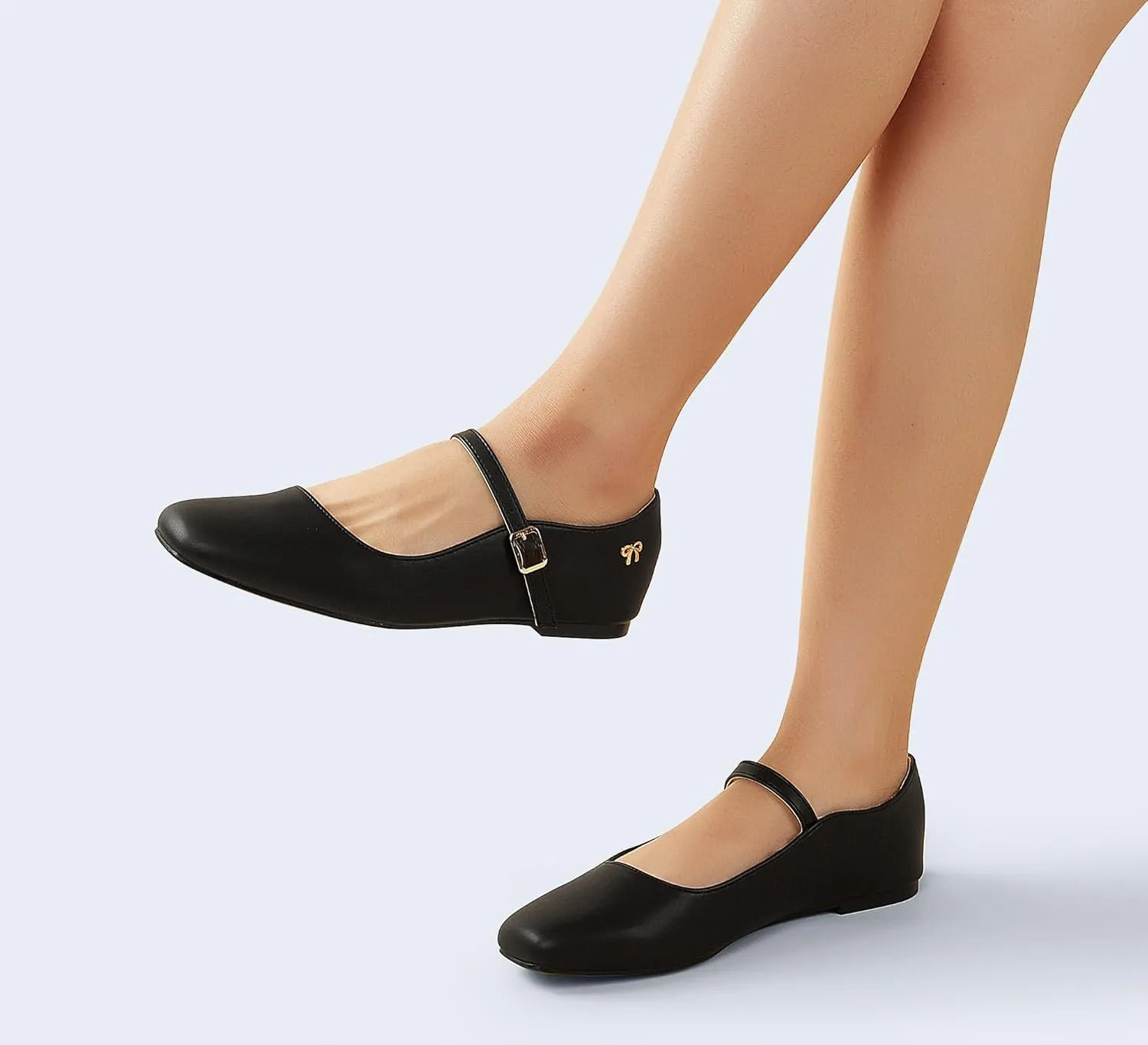 LUCKY STEP Women's Mary Jane Flat Shoes Comfortable Dress Shoes Ankle Strap Round Toe Retro Faux Leather Slip On Flats