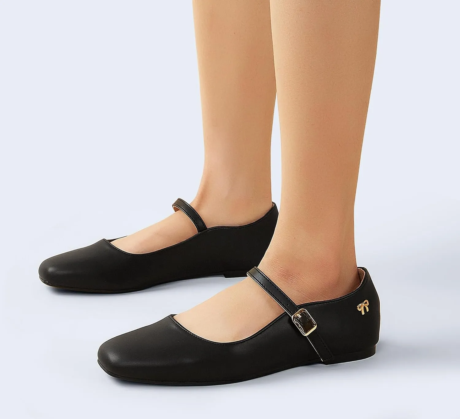 LUCKY STEP Women's Mary Jane Flat Shoes Comfortable Dress Shoes Ankle Strap Round Toe Retro Faux Leather Slip On Flats