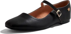LUCKY STEP Women's Mary Jane Flat Shoes Comfortable Dress Shoes Ankle Strap Round Toe Retro Faux Leather Slip On Flats