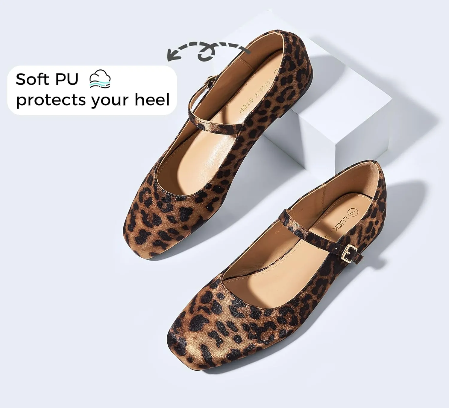 LUCKY STEP Women's Mary Jane Flat Shoes Comfortable Dress Shoes Ankle Strap Round Toe Retro Faux Leather Slip On Flats