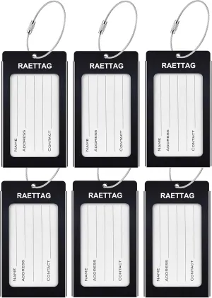 Luggage Tags Metal Suitcase Tags Travel Bag ID Identifier Luggage Tag (Black 6-Pack)
