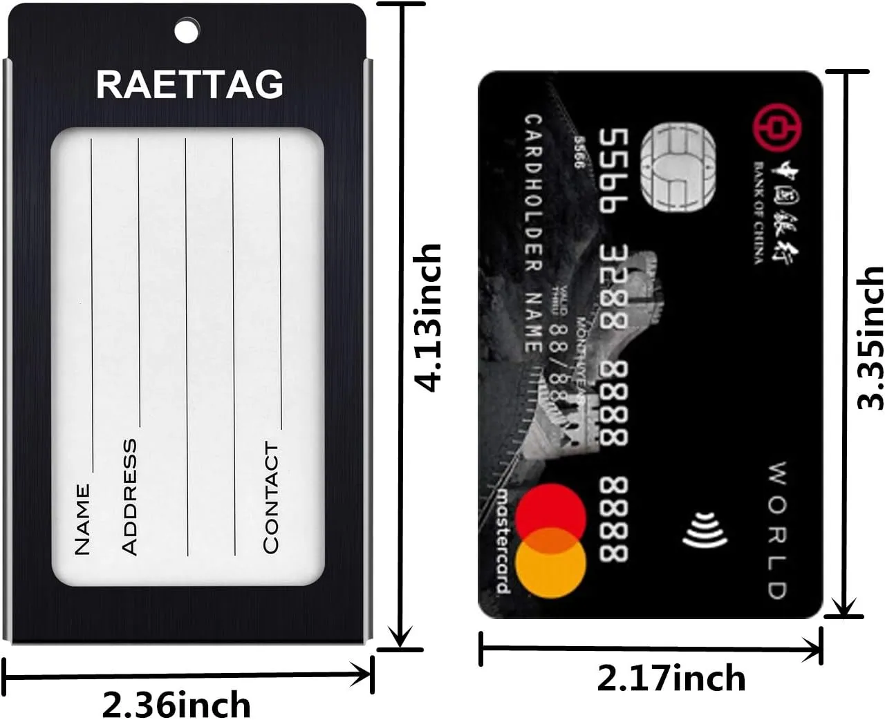 Luggage Tags Metal Suitcase Tags Travel Bag ID Identifier Luggage Tag (Black 6-Pack)
