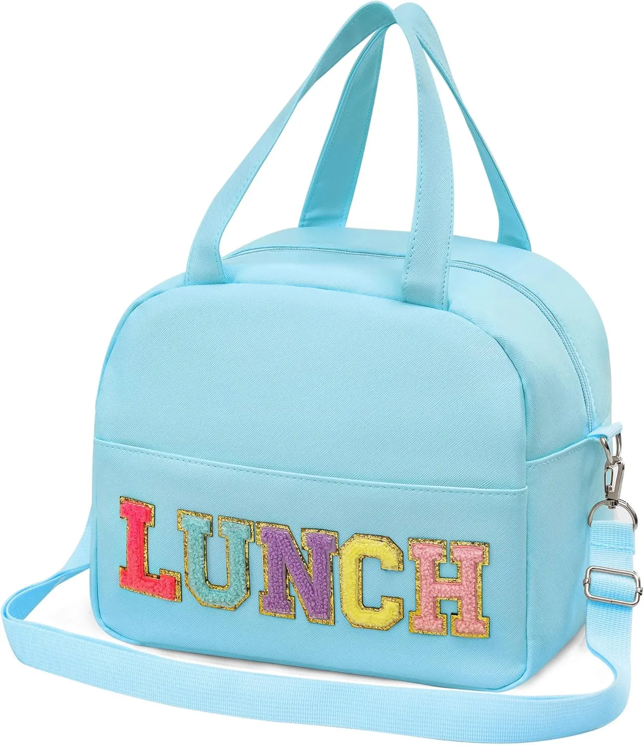 Lunch Bag for Women Personalized Insulated Lunch Box for Adults with Adjustable Shoulder Strap Cute Reusable Freezable Lunchbox Cooler Tote for Office Work Picnic Beach (Blue)
