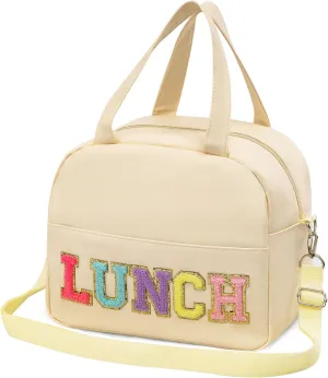 Lunch Bag for Women Personalized Insulated Lunch Box for Adults with Adjustable Shoulder Strap Reusable Freezable Lunchbox Cooler Tote for Office Work Picnic Beach (Beige)