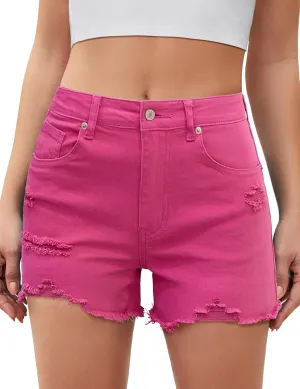 luvamia Jean Shorts for Women High Waisted Trendy Summer Casual Ripped Cutoff Stretchy Distressed Denim Shorts Jorts