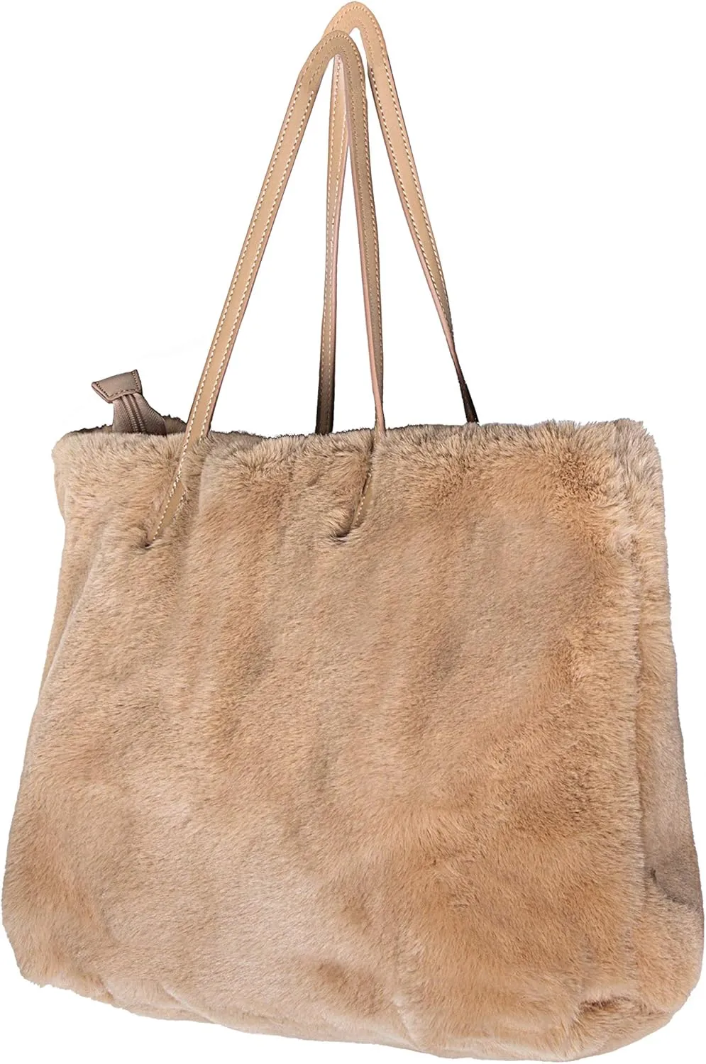 Luxe L 100% Faux Fur Tote Bag for Women Soft Modern Spacious Utility Tote Handbag with Fully Lined Interior