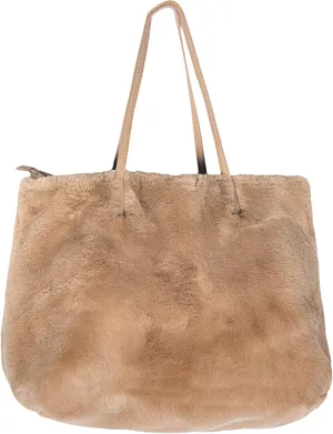 Luxe L 100% Faux Fur Tote Bag for Women Soft Modern Spacious Utility Tote Handbag with Fully Lined Interior