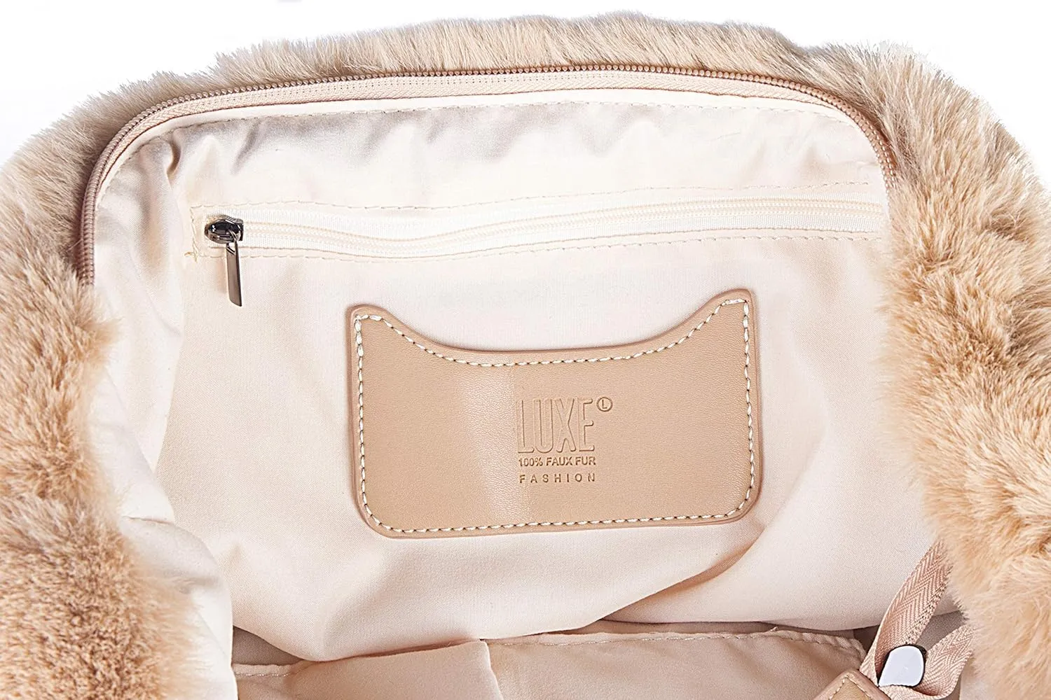Luxe L 100% Faux Fur Tote Bag for Women Soft Modern Spacious Utility Tote Handbag with Fully Lined Interior