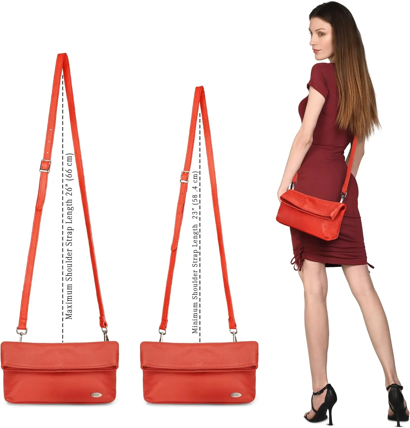 LUXEORIA Genuine Leather Crossbody Bags for Women, Small Travel Purses, Mobile & Credit Card Pockets with Adjustable Strap