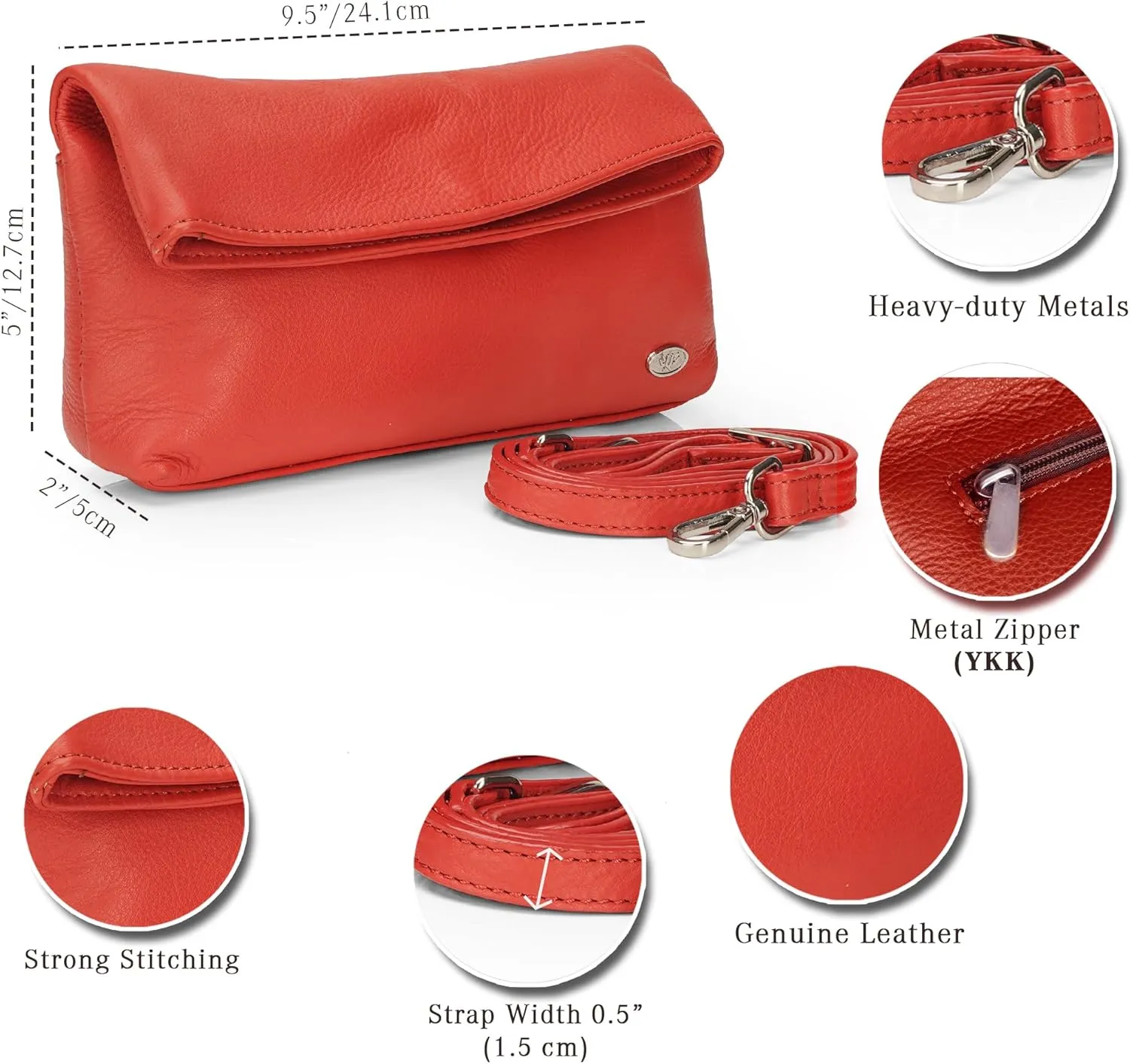 LUXEORIA Genuine Leather Crossbody Bags for Women, Small Travel Purses, Mobile & Credit Card Pockets with Adjustable Strap