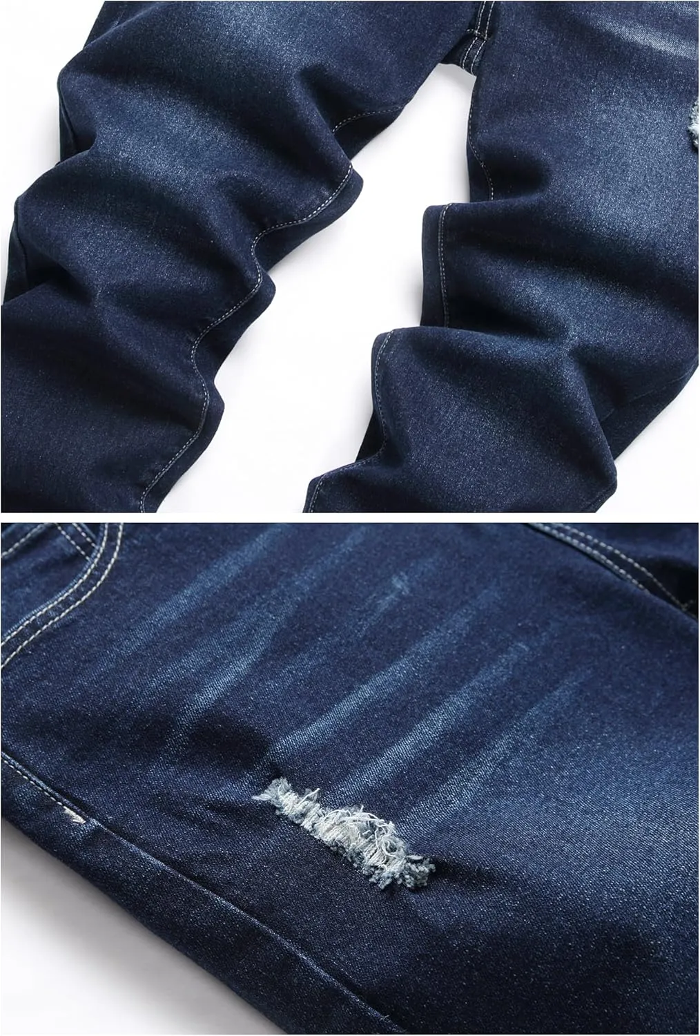 LZLER Mens Ripped Jeans,Distressed Destroyed Slim Fit Straight Leg Denim Pant with Holes