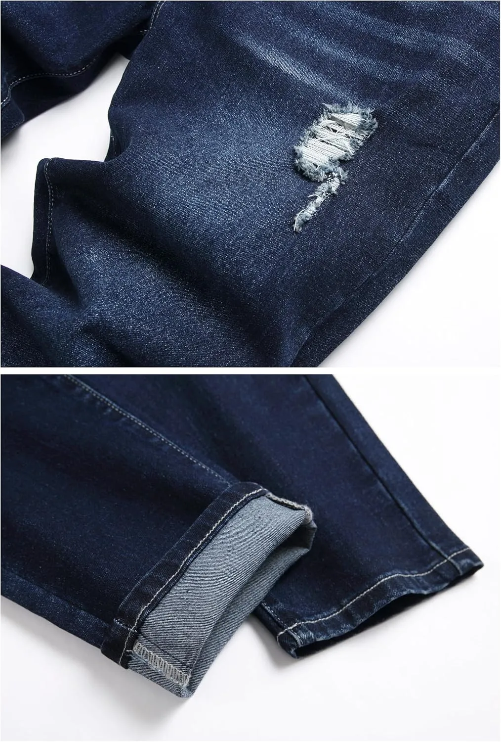 LZLER Mens Ripped Jeans,Distressed Destroyed Slim Fit Straight Leg Denim Pant with Holes