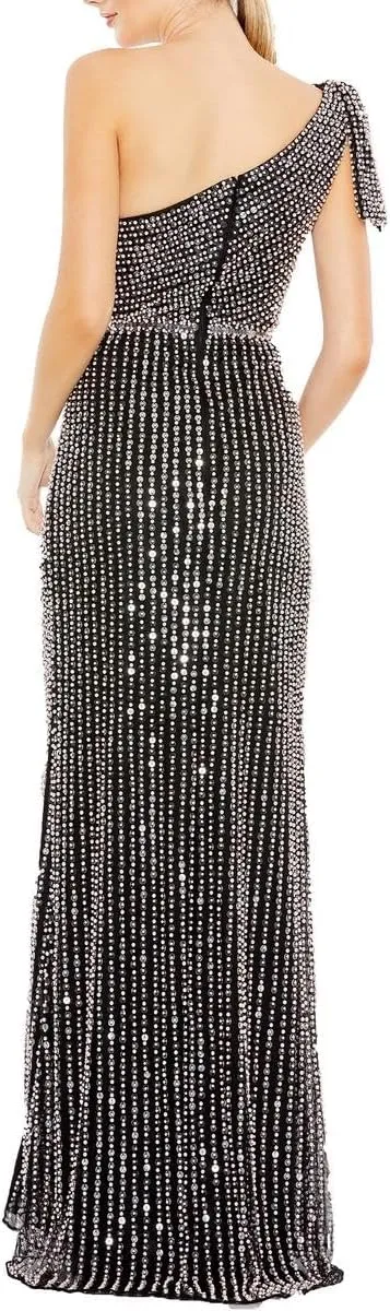 Mac Duggal Womens Embellished One Shoulder Evening Dress