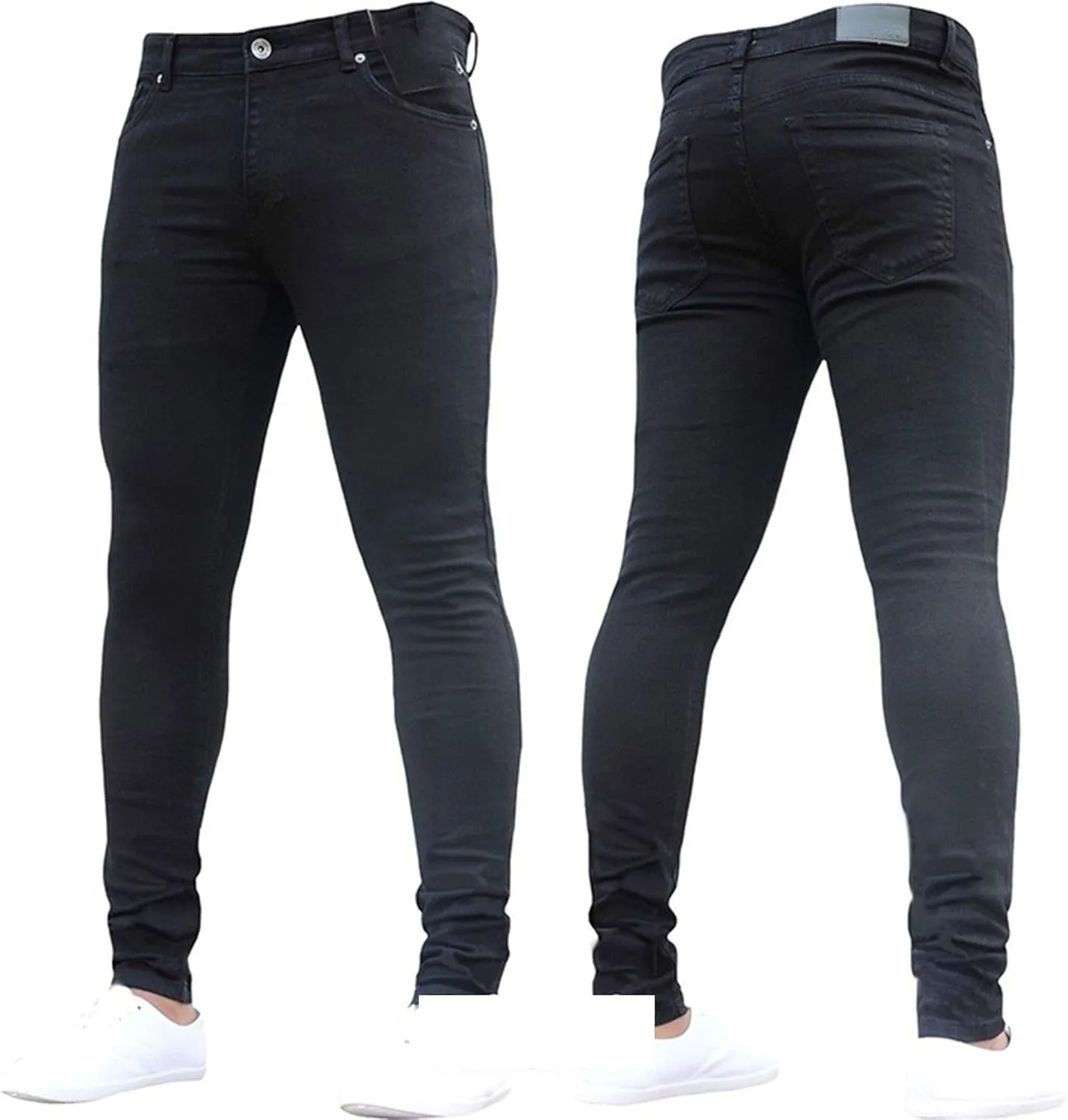 Maiyifu-GJ Men's Distressed Moto Biker Jeans Ripped Punk Gothic Zipper Denim Pants Hip hop Tapered Leg Slim Fit Jean