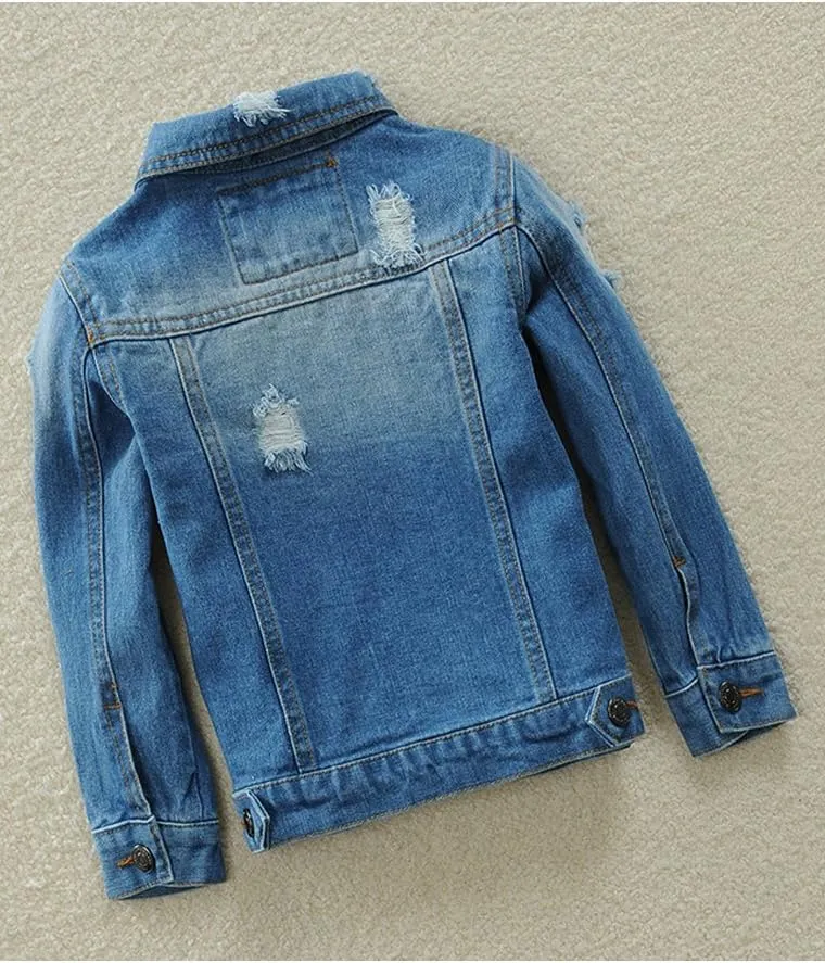 Mallimoda Kids Boys Girls Hooded Denim Jacket Zipper Coat Outerwear