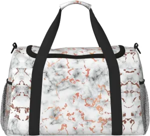 Marble Texture Copper Splatter Unisex Hand Travel Bag – Stylish Large Tote for Vacations, Camping, Sports, Gym, and Outdoor Activities