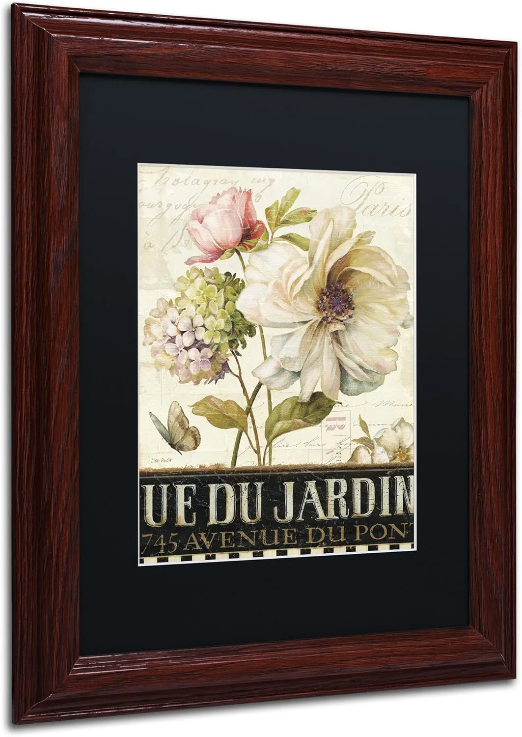 Marche de Fleurs V Wall Decor by Lisa Audit, 11" x 14", Wood Frame, Black Matte