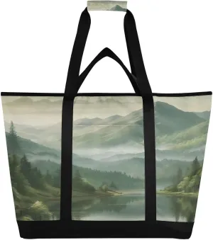 Meadow Woods and Mountain Reusable Insulated Lunchbox Cooler Bag, Leakproof Kitchen Grocery Bag Collapsible Portable Cooler Tote Bag for Picnic, Camping, Office, Travel