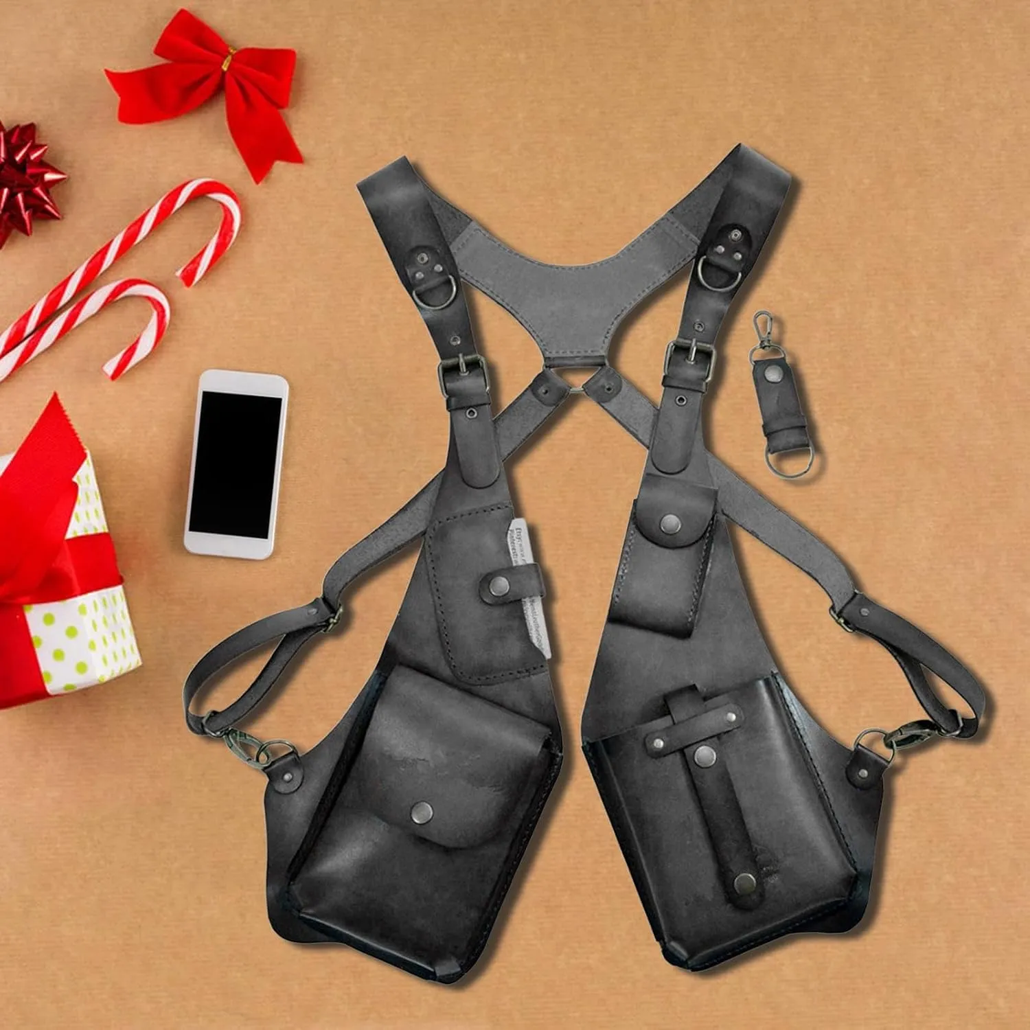 Men Anti Underarm Shoulder Bag Adjustable PU Leather Strap Wallet Bag Outdoor Phone Bag