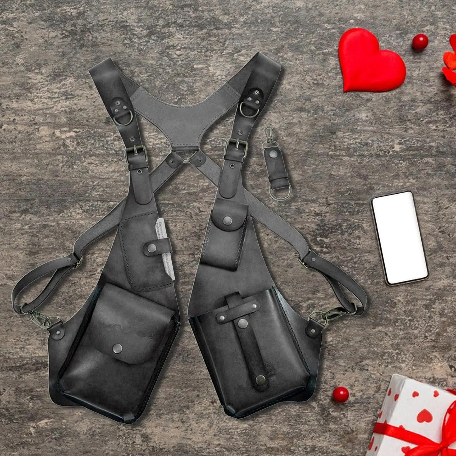 Men Anti Underarm Shoulder Bag Adjustable PU Leather Strap Wallet Bag Outdoor Phone Bag