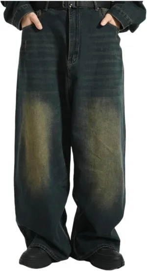 Men Baggy Jeans 90s Vintage Y2k Straight Leg Pants Hip Hop Skateboard Streetwear Trousers