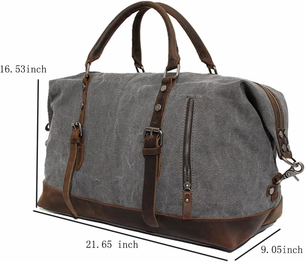Men Travel Gym Duffle Bag Weekend Bags Canvas Leather Luggage Tote Women Large Overnight Handbag