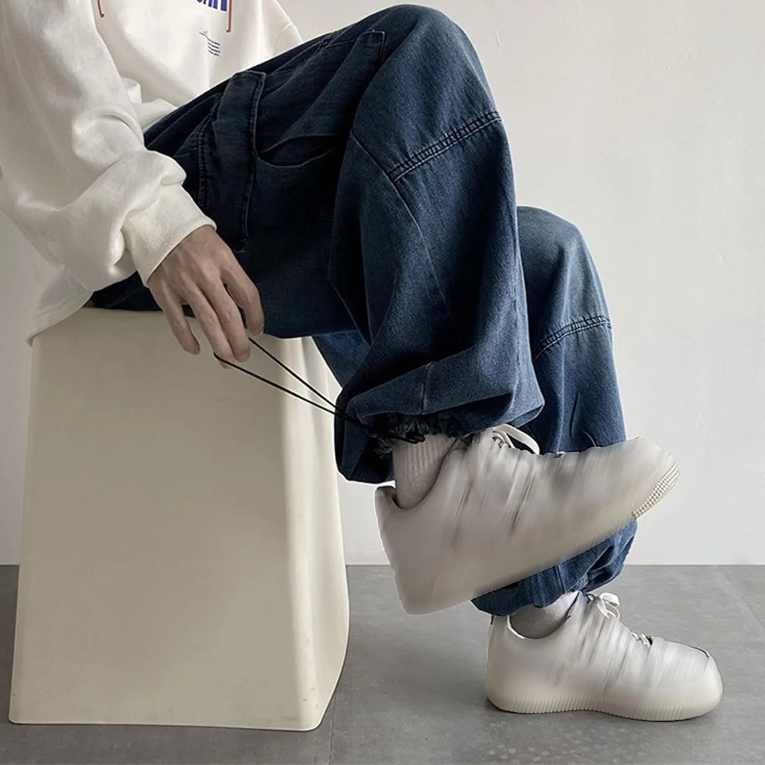 Men Vintage Baggy Jeans with Multiple Pockets Casual Hip Hop Straight Leg Jeans Fashion Cargo Distressed Loose Jean