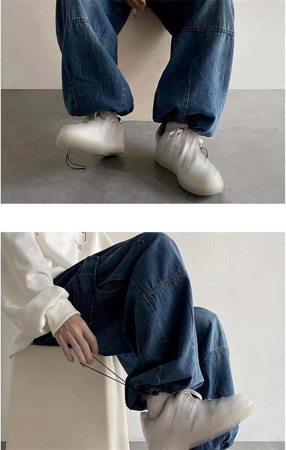 Men Vintage Baggy Jeans with Multiple Pockets Casual Hip Hop Straight Leg Jeans Fashion Cargo Distressed Loose Jean
