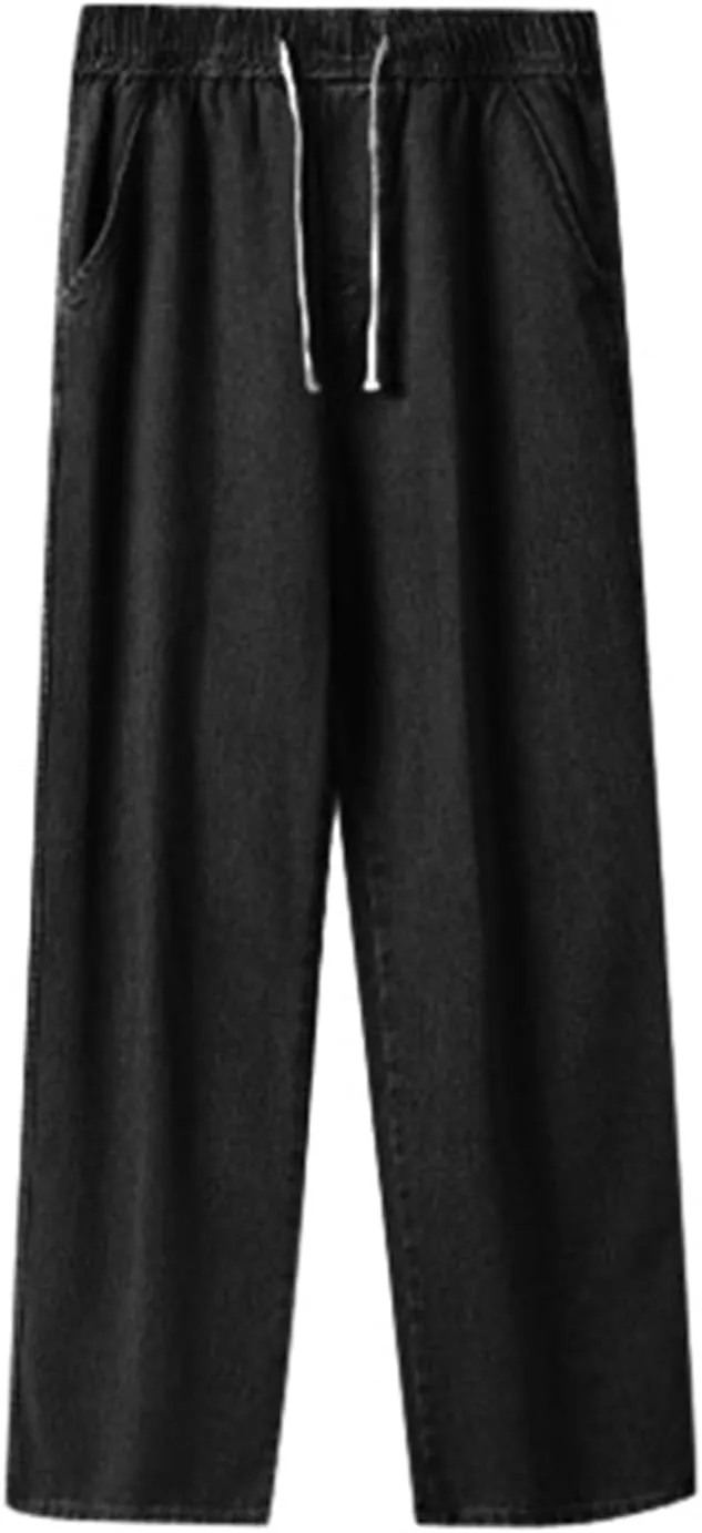 Mens Baggy Jeans Drawstring Vintage Y2k Skater Pants Casual Loose Fit Skateboard Denim Pants Baggy Streetwear Clothes