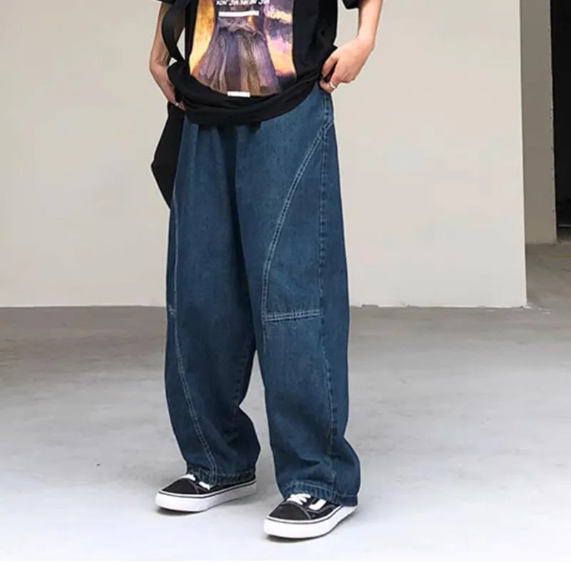 Mens Baggy Jeans Y2k Wide Leg Barrel Jeans for Women Stretchy Hip Hop Loose Denim Pants Grunge Clothes Streetwear