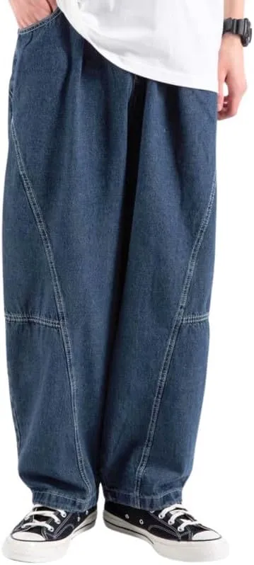Mens Baggy Jeans Y2k Wide Leg Barrel Jeans for Women Stretchy Hip Hop Loose Denim Pants Grunge Clothes Streetwear