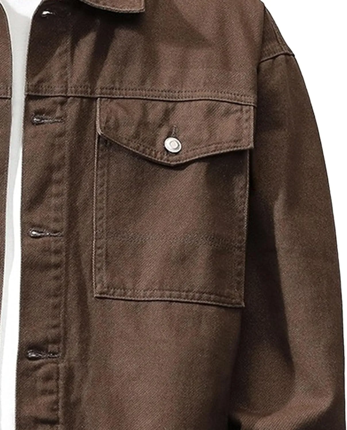 Men's Casual Regular Fit Denim Jacket Retro Loose Collar Jean Jackets Vintage Rugged Trucker Coat