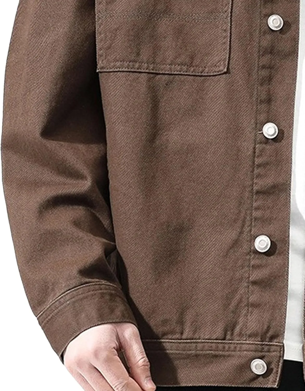 Men's Casual Regular Fit Denim Jacket Retro Loose Collar Jean Jackets Vintage Rugged Trucker Coat