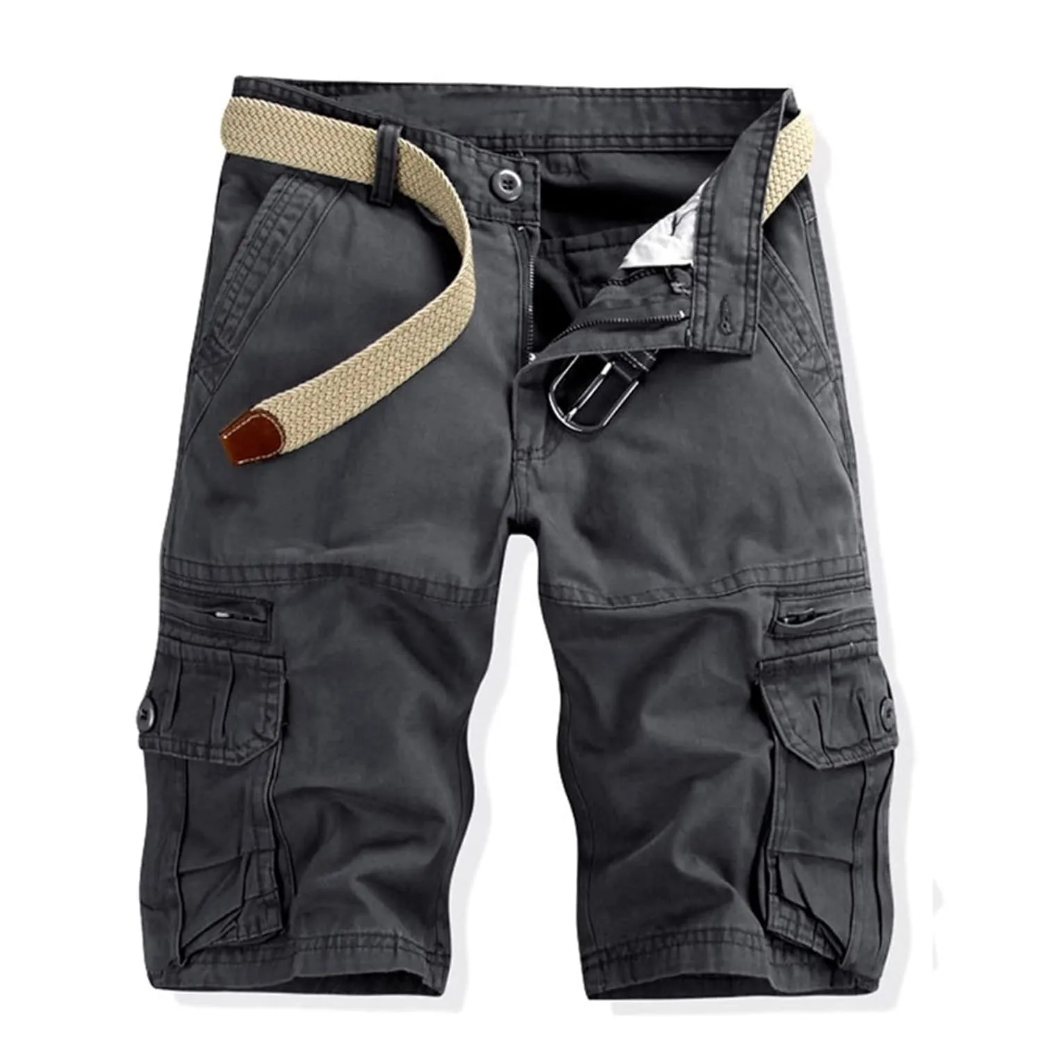 Men's Classic Twill Cargo Shorts Rugged Flex Relaxed Fit Canvas Cargo Short Multi Pocket Casual Outdoor Hiking Shorts (29,Dark Grey)