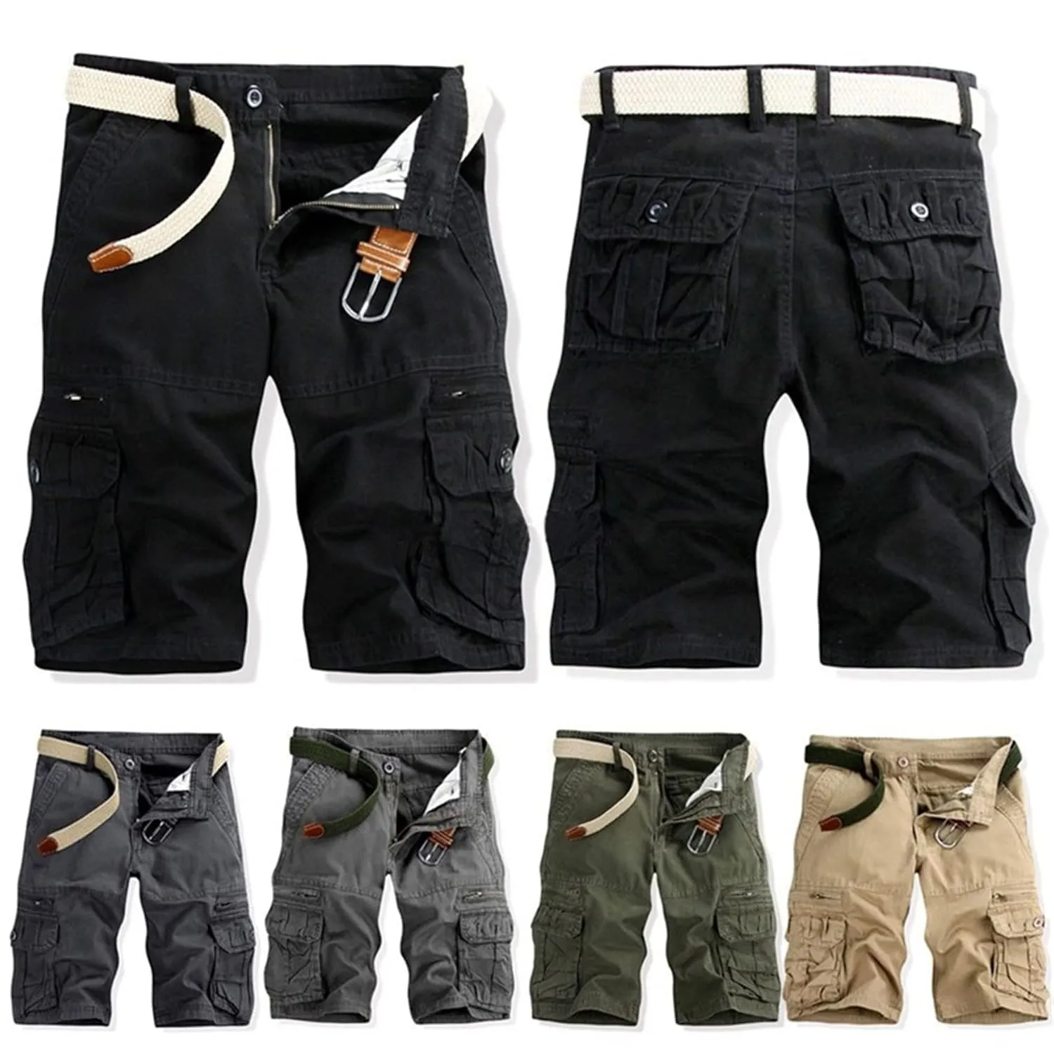 Men's Classic Twill Cargo Shorts Rugged Flex Relaxed Fit Canvas Cargo Short Multi Pocket Casual Outdoor Hiking Shorts (29,Dark Grey)