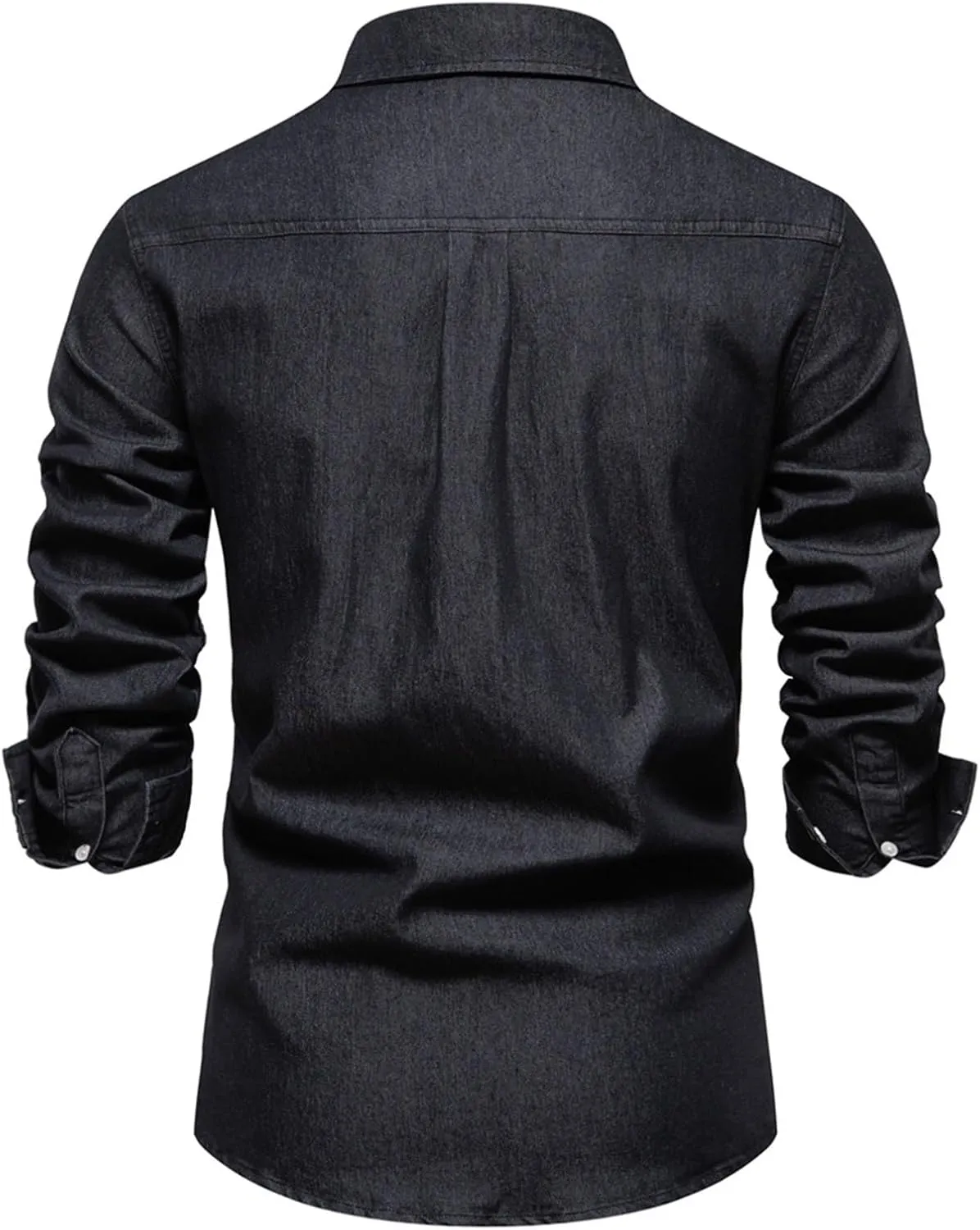 Men's Denim Shirt Long Sleeve Button Down Shirts with Pockets Regular Fit Lapel Jean Shirts Work Shirts for Men