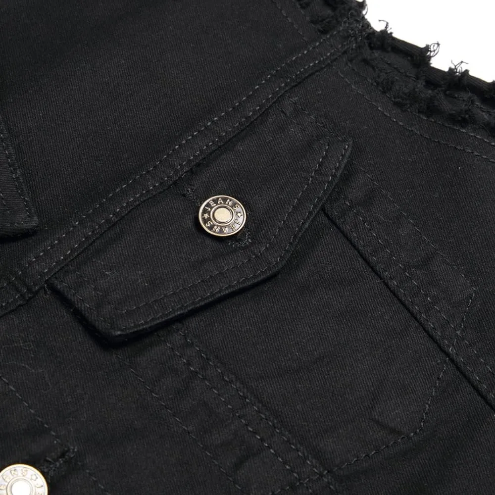 Men's Denim Vest,Sleeveless Jacket Slim Fit Vintage Casual Ripped Summer Jean Vest for Men