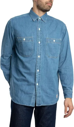 Men's Denim Work Shirt, Blue - Light, XL