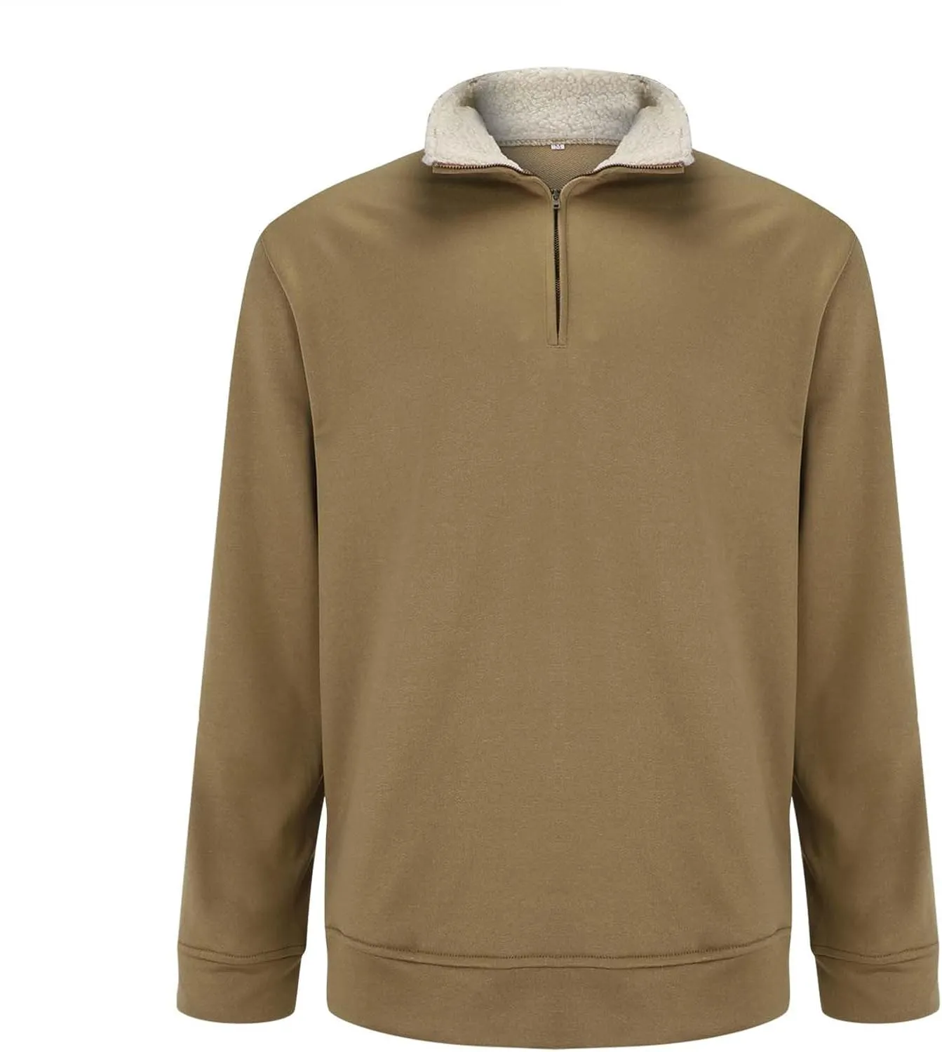 Mens Fleece Rugged Sweatshirts Stand Collar Quarter Zip Pullover Long Sleeve Elbow Patches Vintage Work Jackets