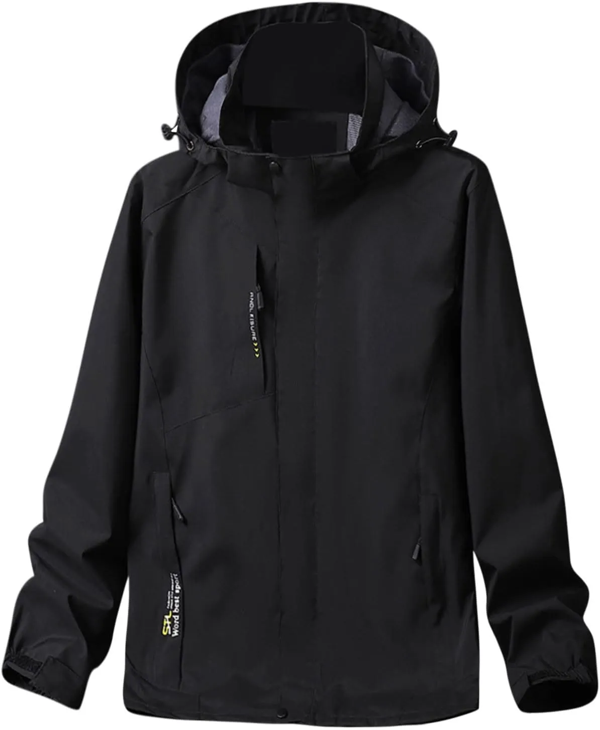 Men's Rain Jacket Waterproof Breathable Solid Hooded Windbreaker Jacket Men's Outdoor Sports Jackets Lightweight Coat