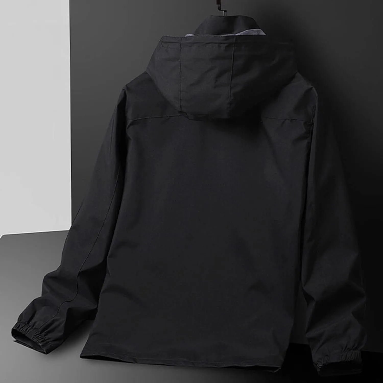 Men's Rain Jacket Waterproof Breathable Solid Hooded Windbreaker Jacket Men's Outdoor Sports Jackets Lightweight Coat