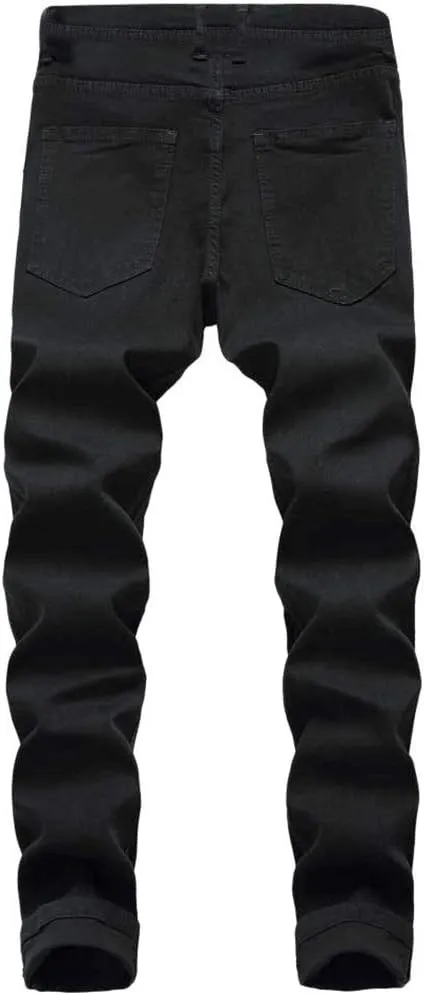 Men's Ripped Skinny Stretch Distressed Destroyed Slim Jeans Denim Pants