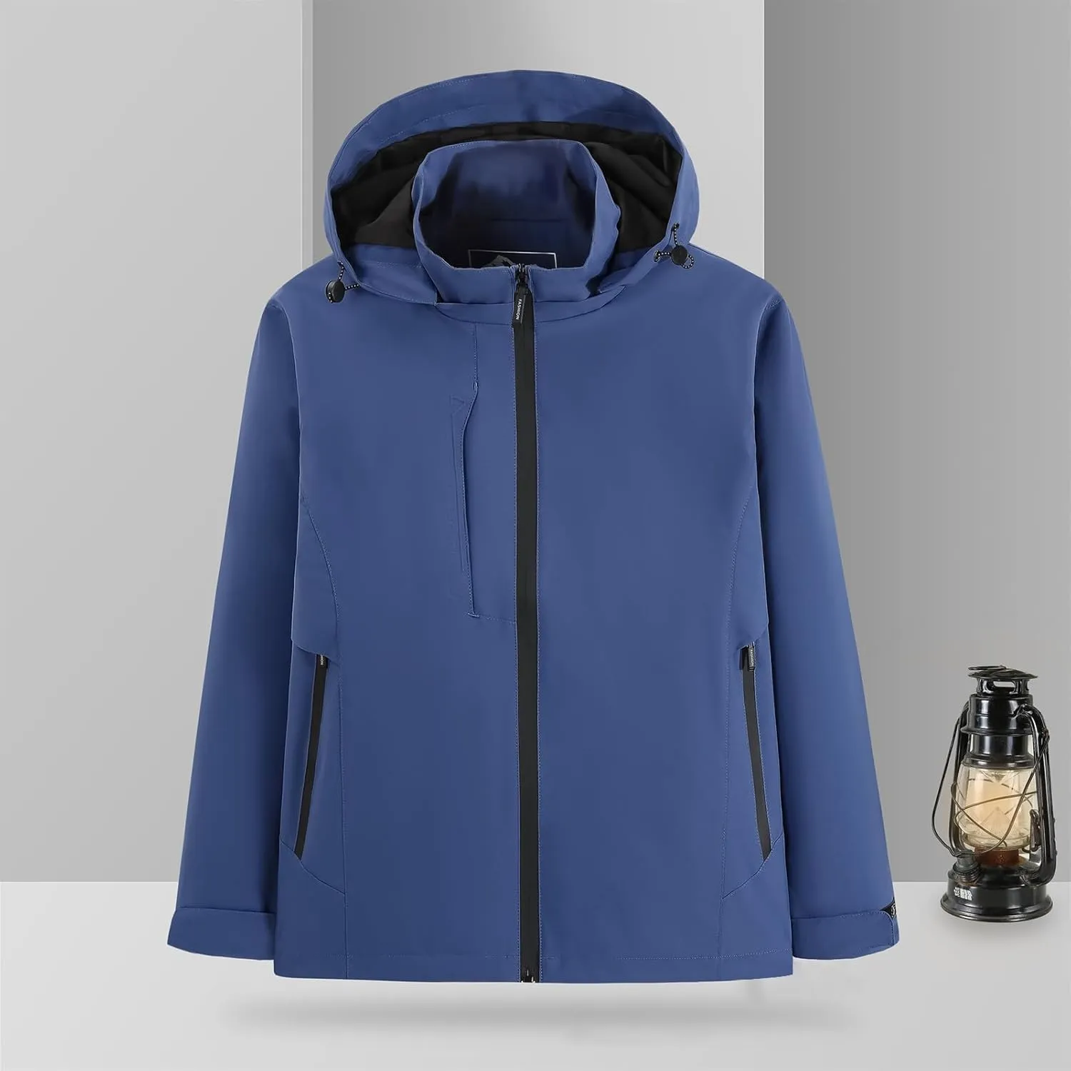 Men's Softshell Military Jacket Fleece Lined Water Repellent Outdoor Reflective Coat with Removable Hood