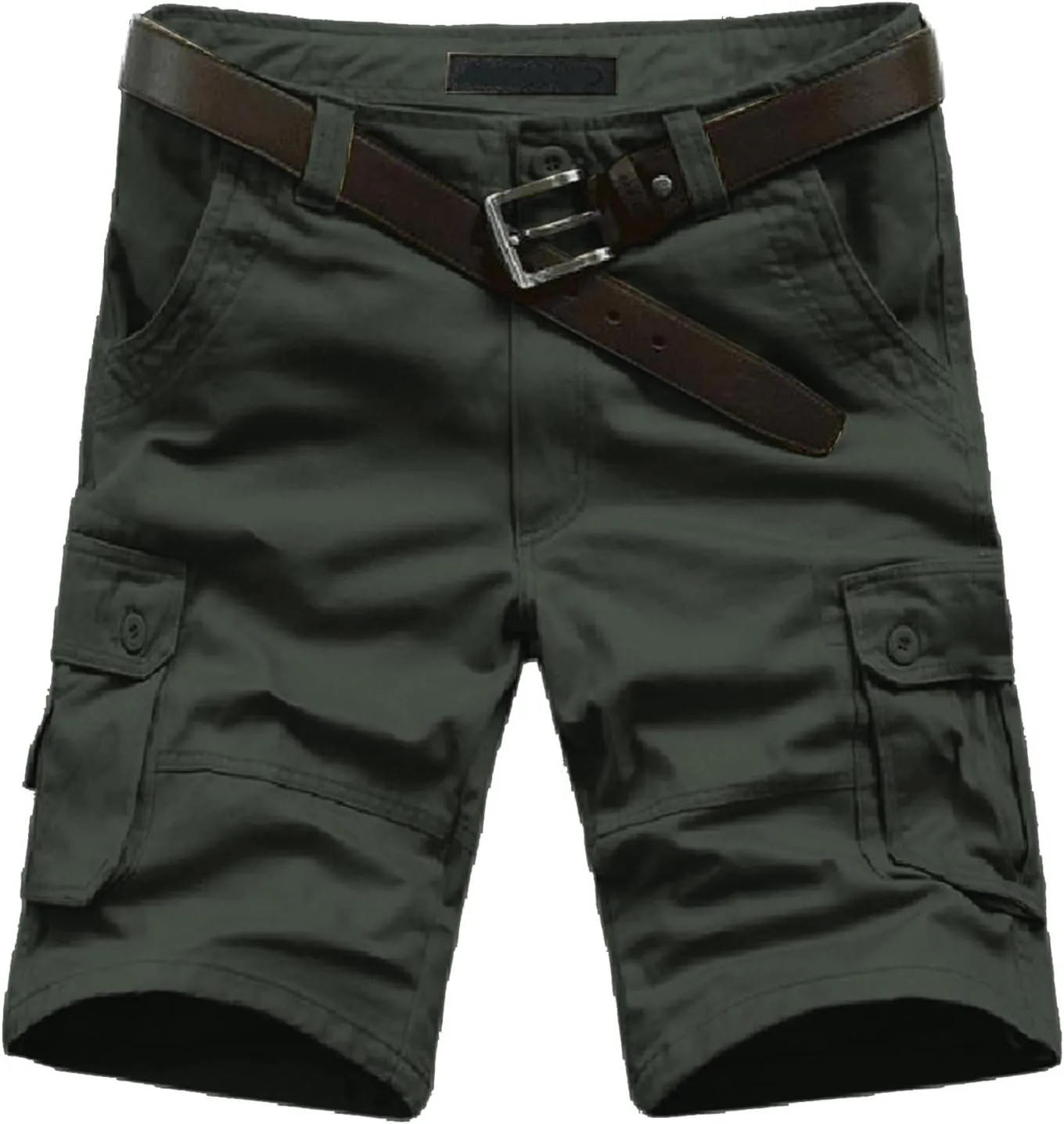Men'S Straight Cargo Shorts with Multi Pockets and Zipper Outdoor Summer Solid Regular Fit Casual Shorts