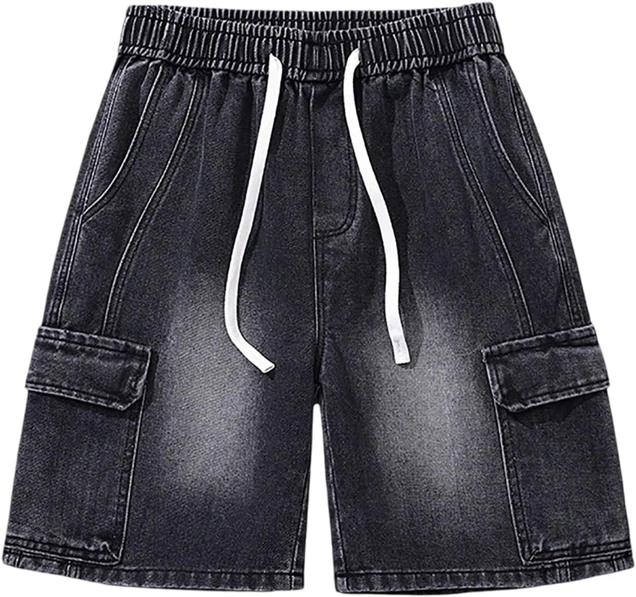 Men's Wide Leg Y2K Hip Hop Mid Jean Shorts Work Denim Shorts with Pockets Casual Summer Trendy Outfits