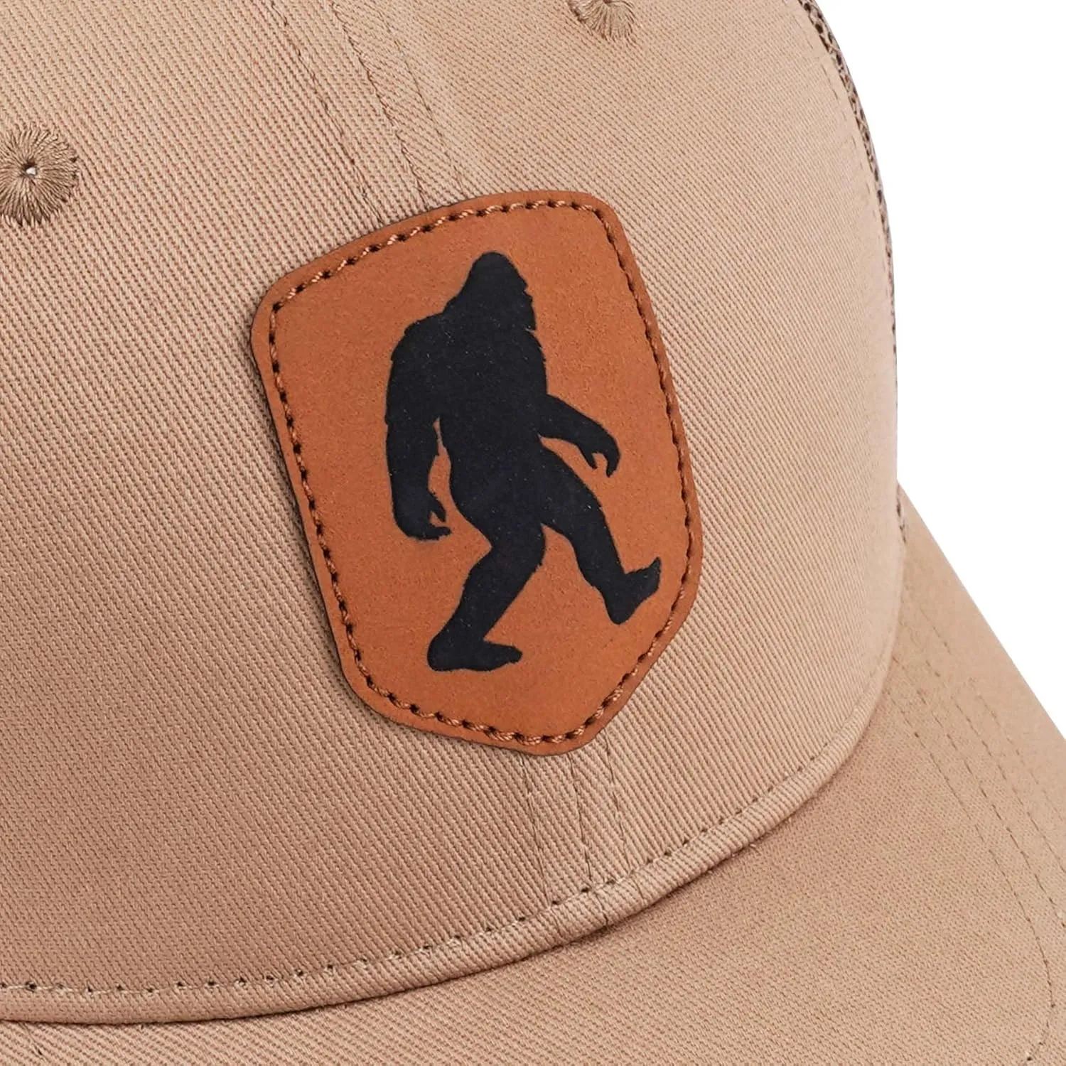 Mesh Bigfoot Hat Leather Cap for Men- Great Snapback Closure Sasquatch Hat for Hunting & Hiking